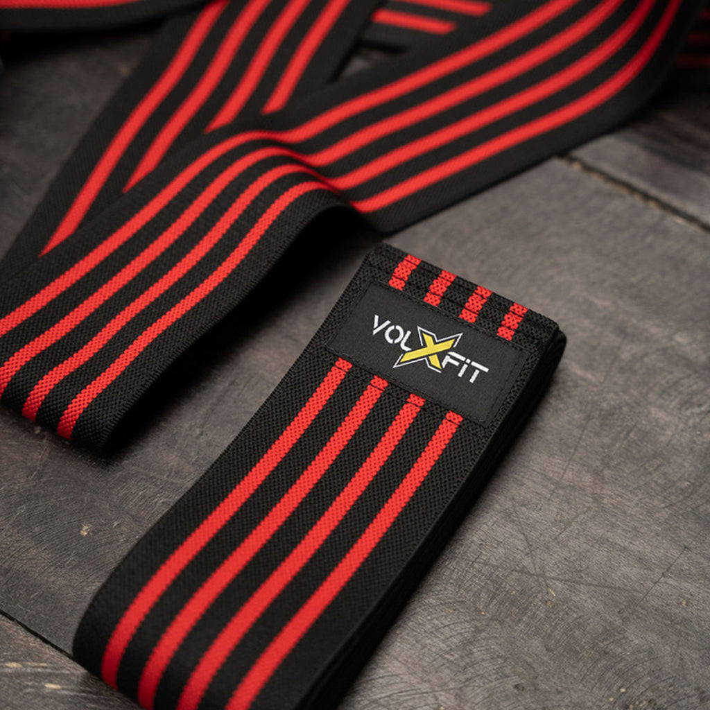 Vendas Para Rodillas con Velcro Volxfit Negras con Rojo (par) image 5