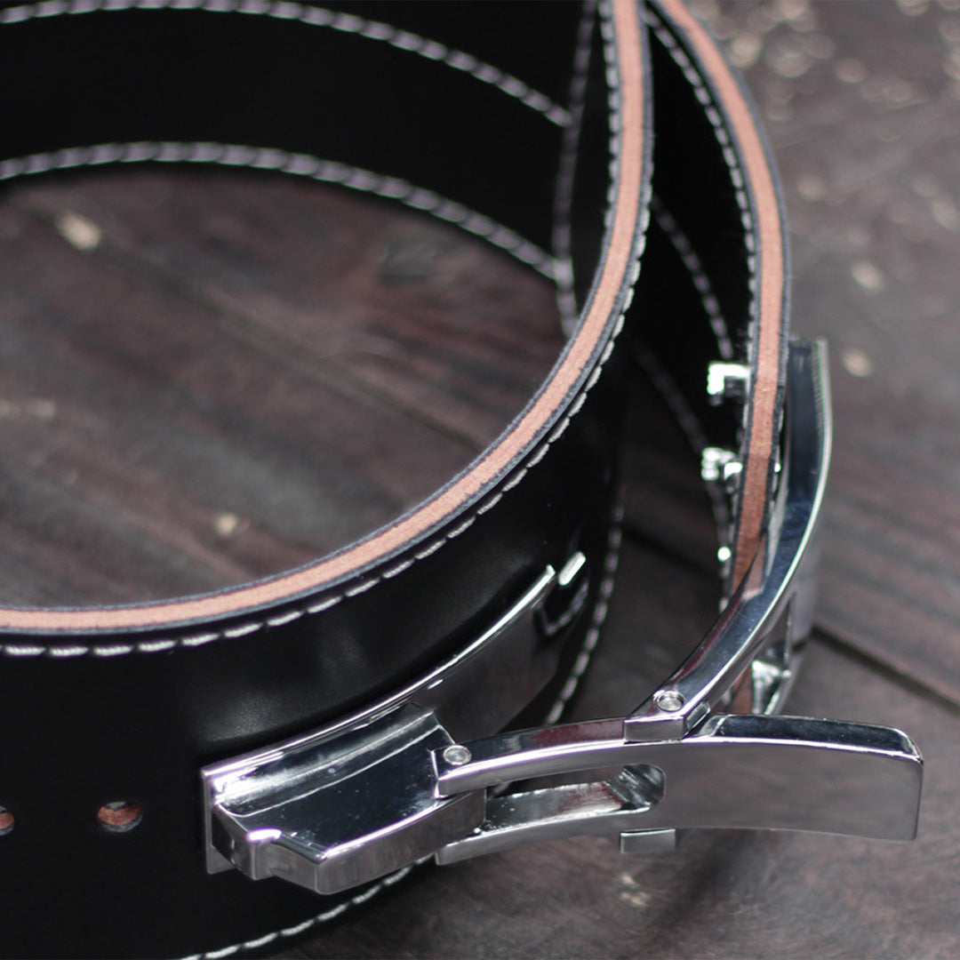 Cinturón de Cuero de 4 Pulgadas con Cierre de Hebilla Negro L image 2