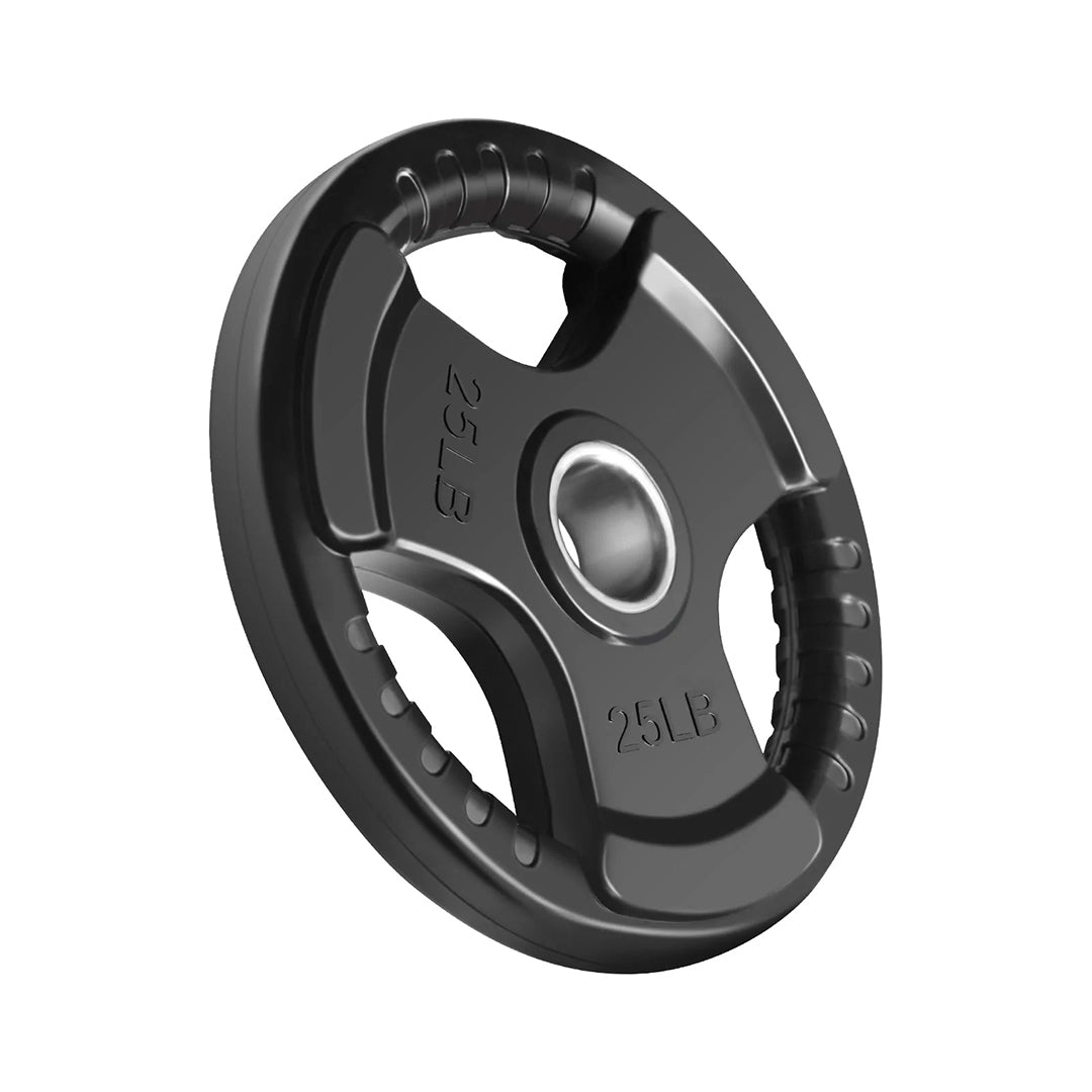 Disco Olimpico de 3 Agarres Negro de 25 lb image 0