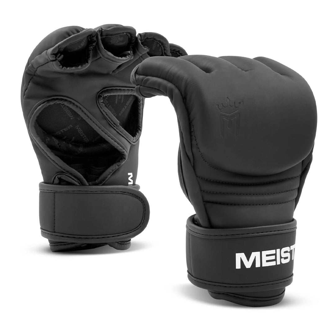 Guantes Para MMA Meister Negro Mate de 4 oz (par) XL image 0