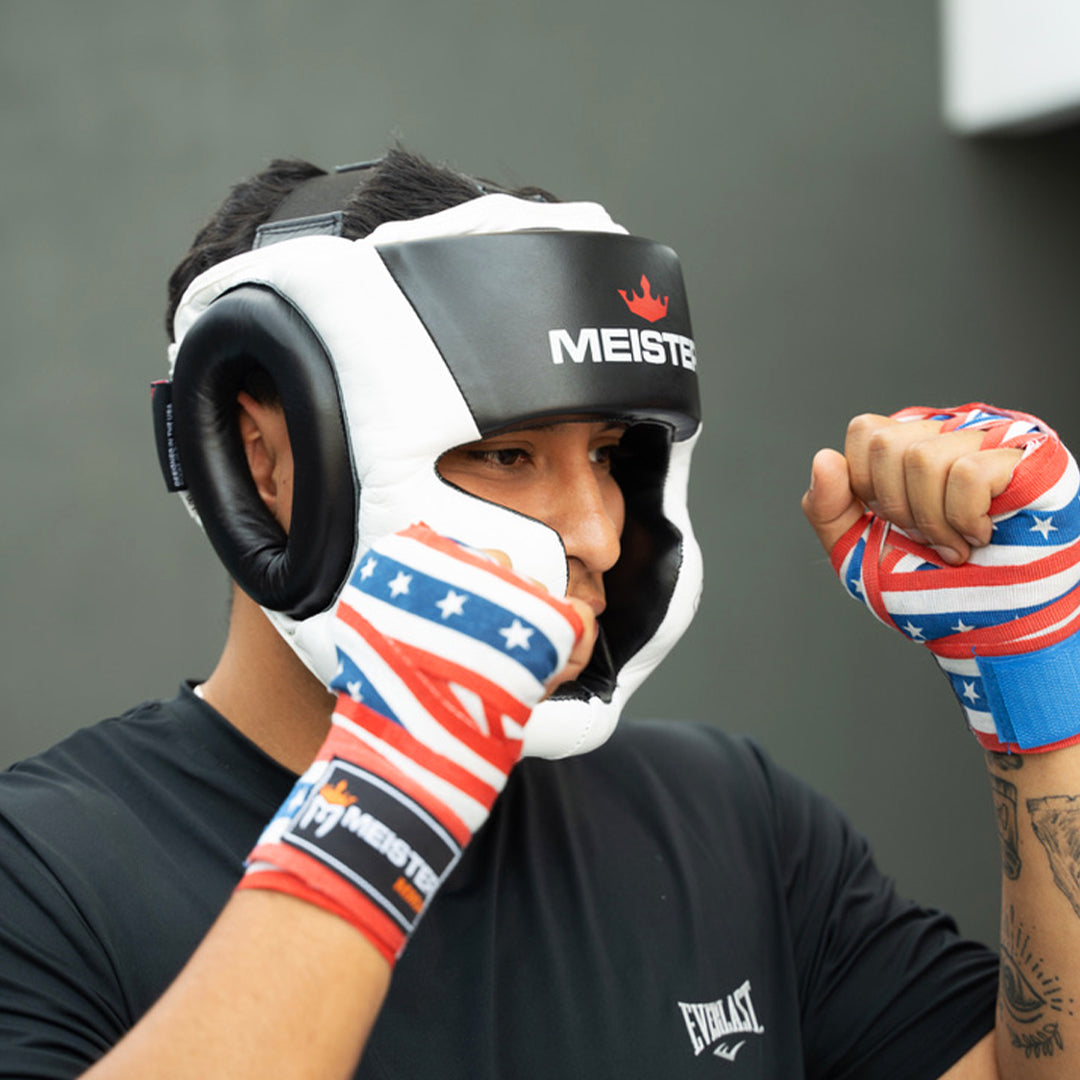 Casco Para Boxeo Meister Blanco con Negro XXL image 5