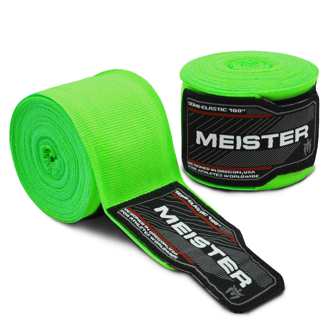 Vendas Semielasticas Para Boxeo y MMA Meister Verde Neon de 180 Pulgadas (par) image 0