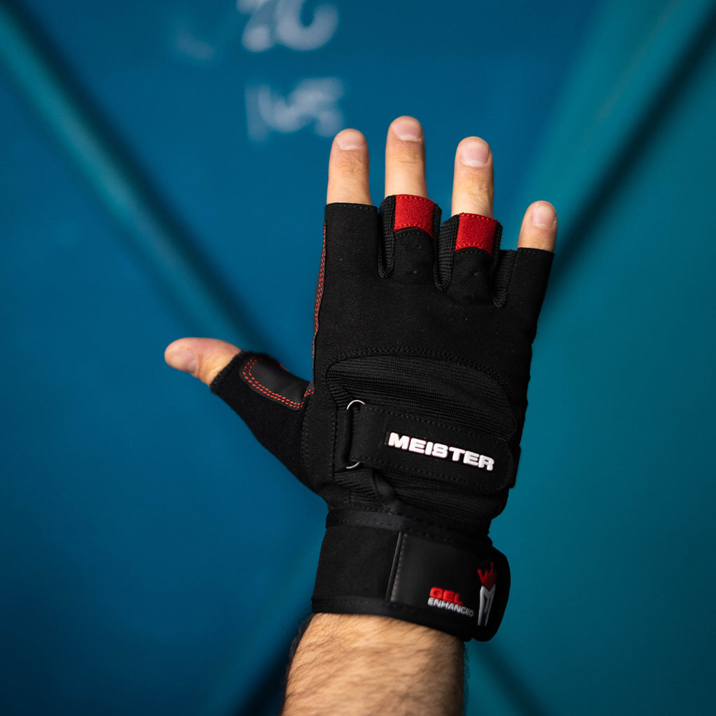 Guantes con Muñequera Meister Negros con Rojo M image 2