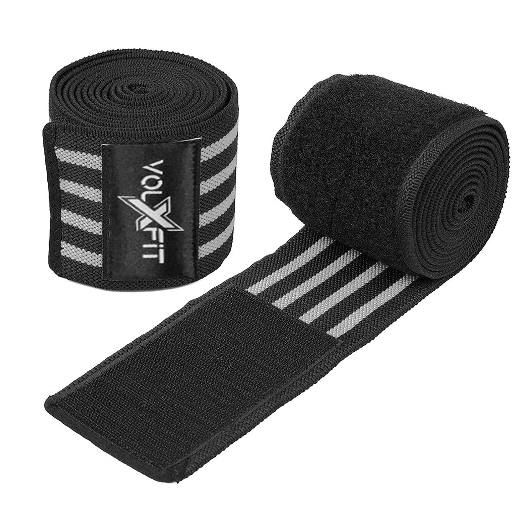 Vendas Para Rodillas con Velcro Volxfit Negras con Gris (par) image 1