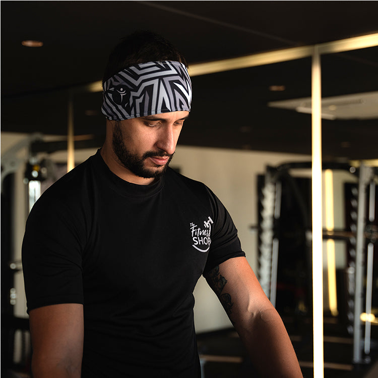 Banda Para Cabeza (Headband) Practical Fitness Negra con Lineas 3