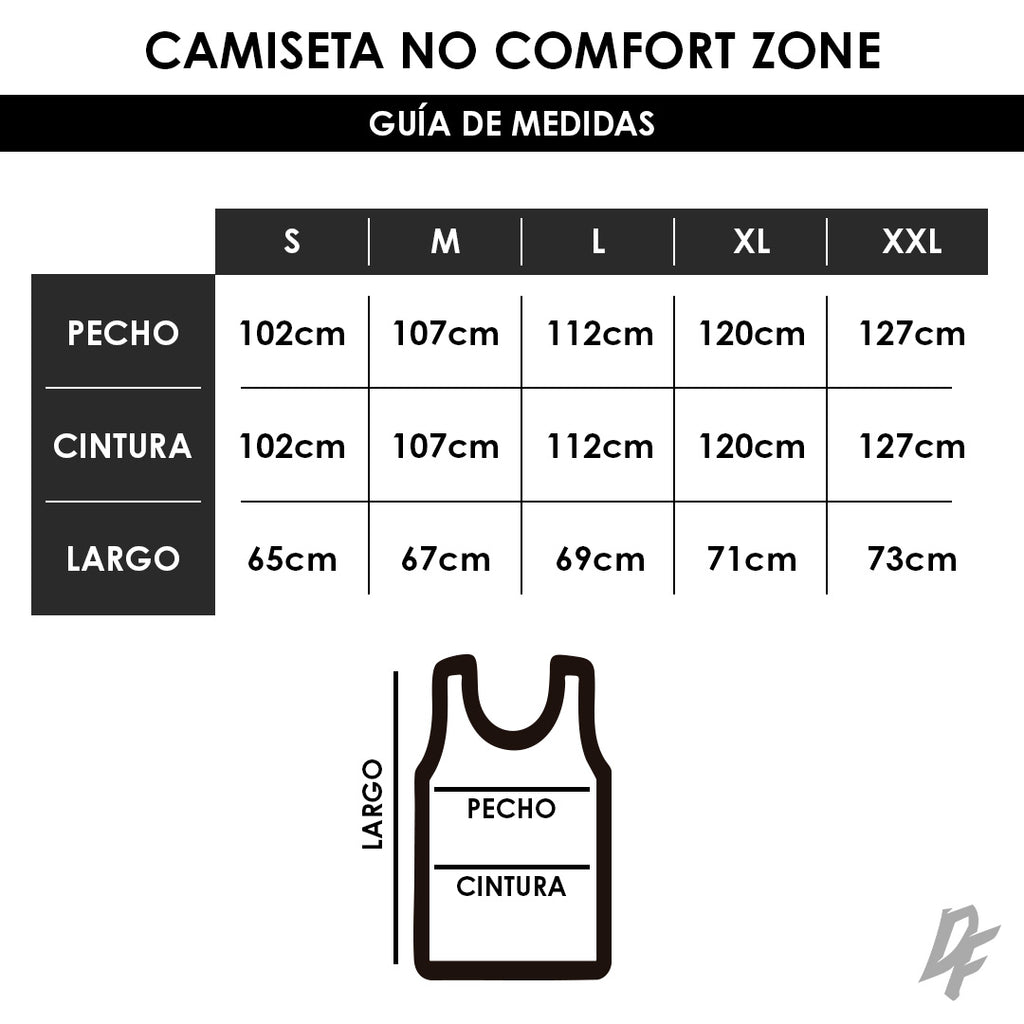 Camiseta No Comfort Zone Guia de Medidas