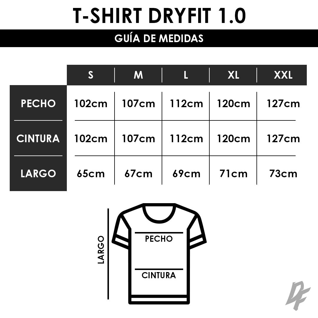T-Shirt DryFit 1.0 Guia de Medidas