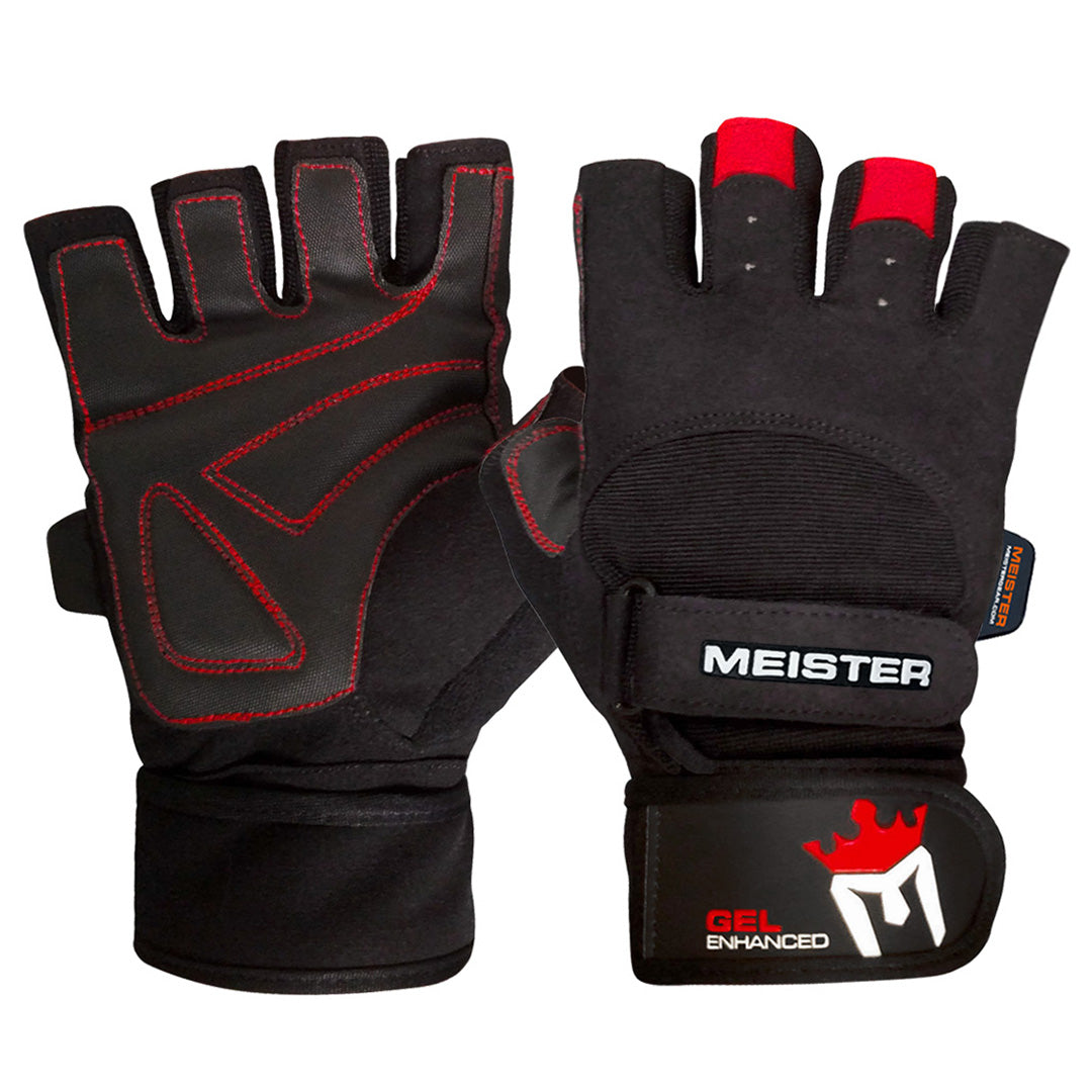 Guantes con Muñequera Meister Negros con Rojo L image 0