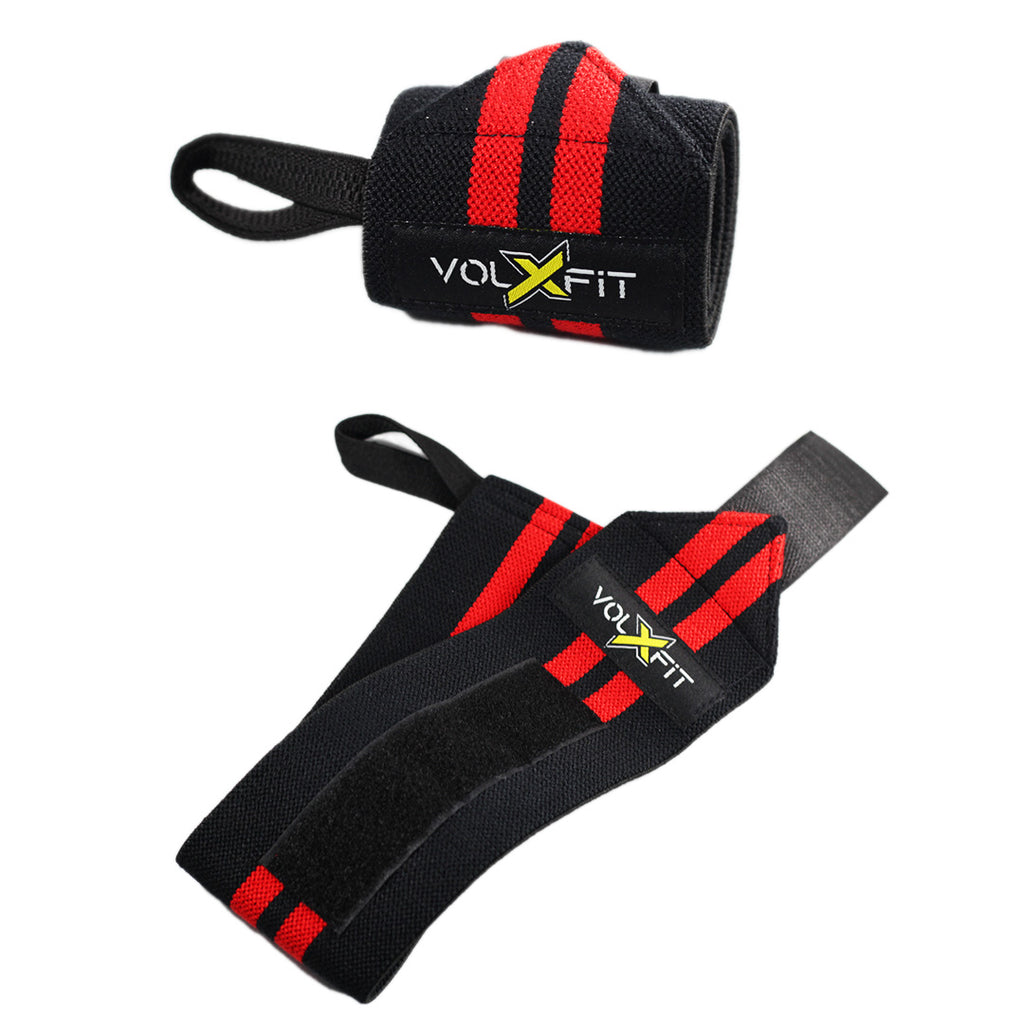 Muñequeras Volxfit Negras con Rojo (par) image 1