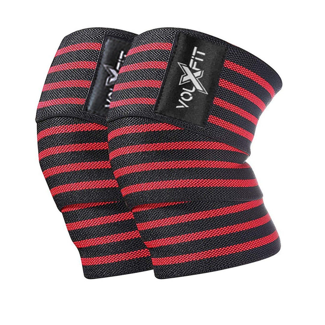 Vendas Para Rodillas con Velcro Volxfit Negras con Rojo (par) image 0
