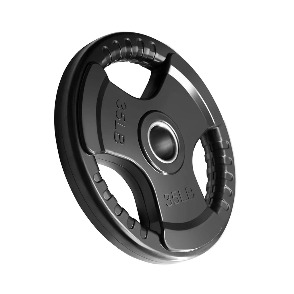 Disco Olimpico de 3 Agarres Negro de 35 lb image 0