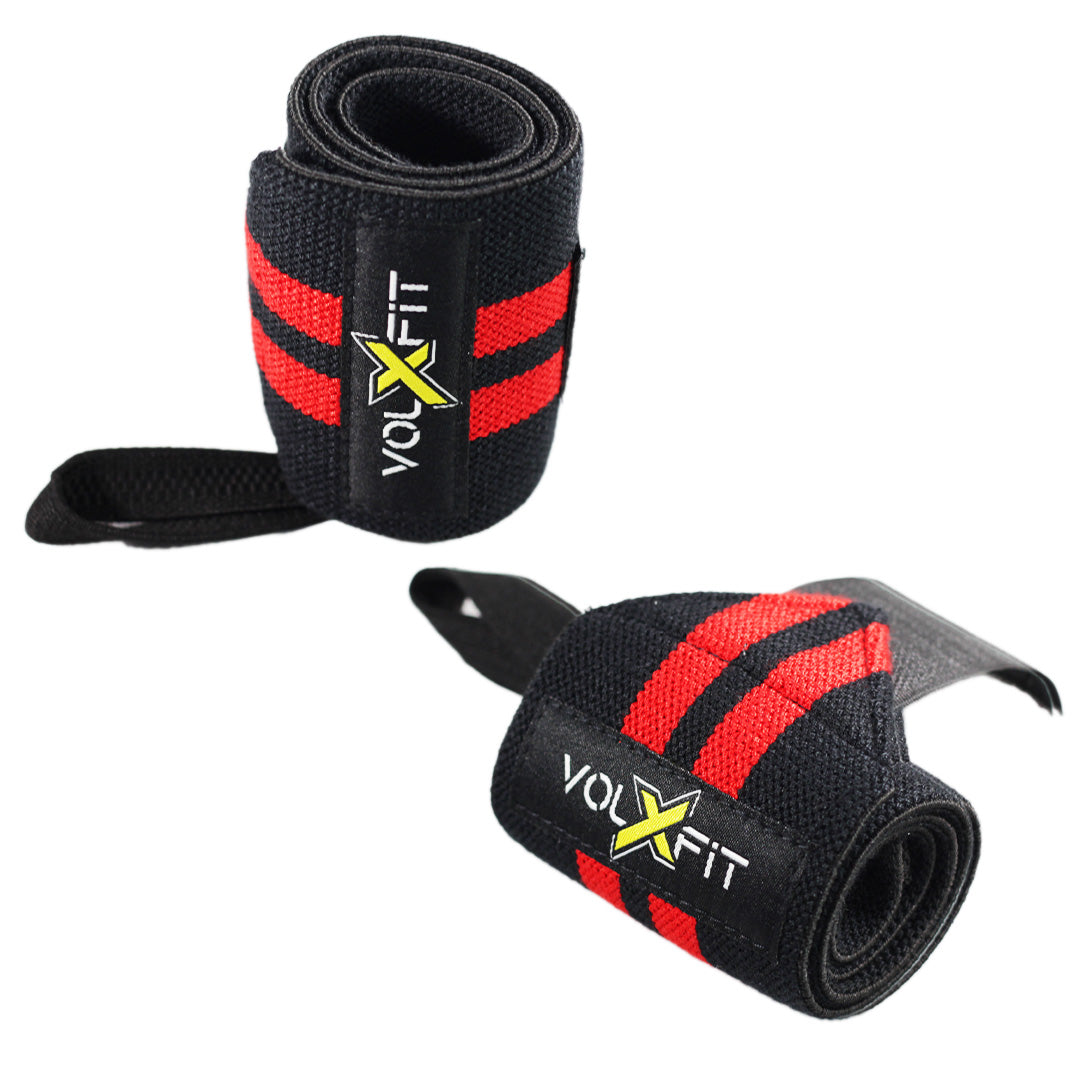 Muñequeras Volxfit Negras con Rojo (par) image 2