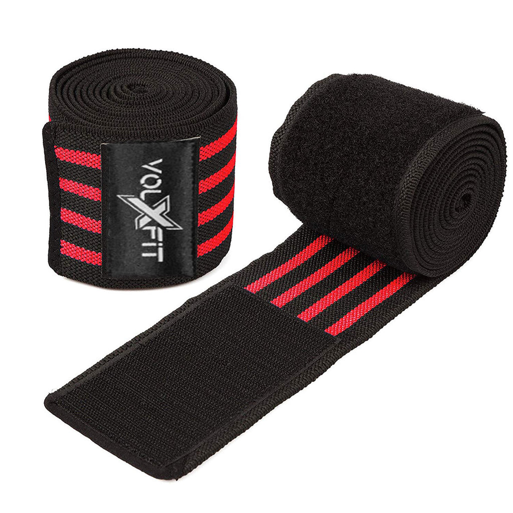 Vendas Para Rodillas con Velcro Volxfit Negras con Rojo (par) image 1