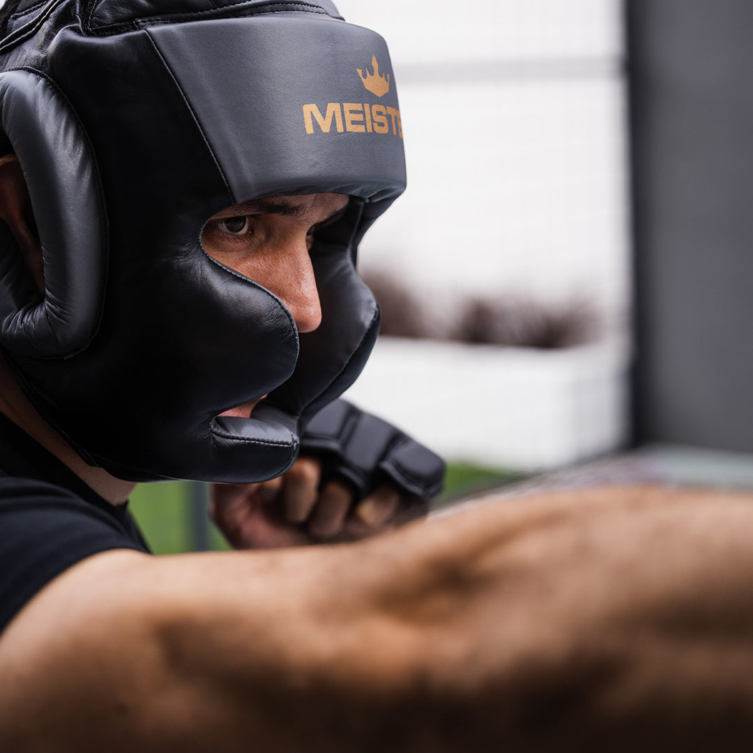Casco Para Boxeo Meister Negro con Gris S/M image 5