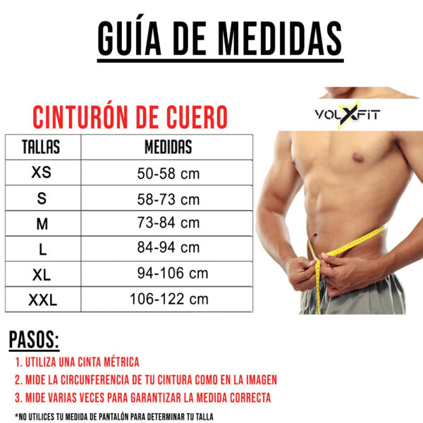 Cinturón de Cuero de 4 Pulgadas Volxfit Negro Guia de Medidas