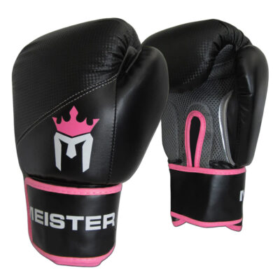 Guantes Para Boxeo Pro Meister Negro con Rosado de 12 oz (par) 1