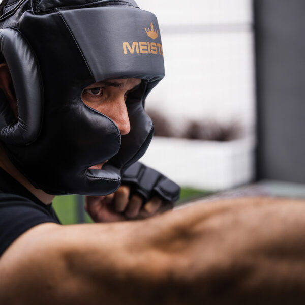 Casco Para Boxeo Meister Negro con Gris 6