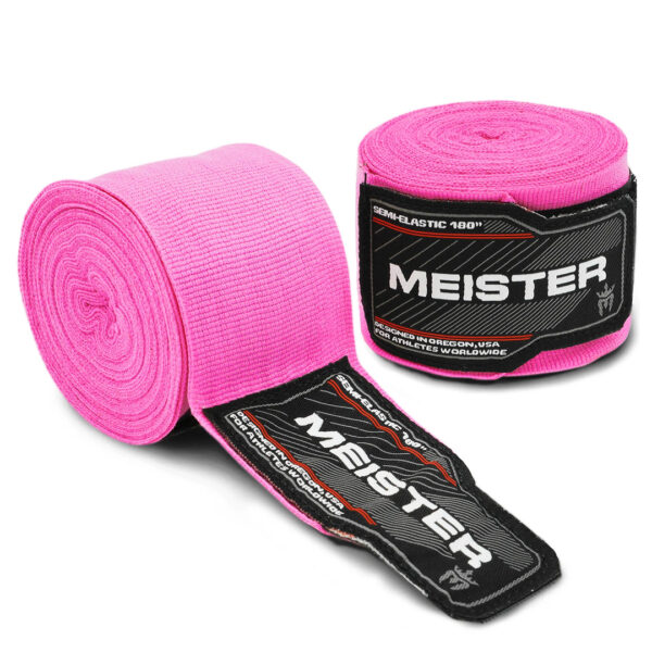 Vendas Semielasticas Para Boxeo y MMA Meister Rosadas de 180 Pulgadas (par) 1